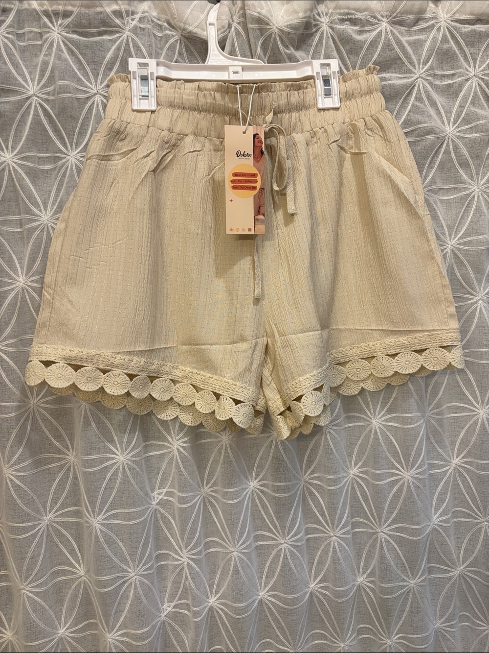 NWT Delicate Lace-Trim Cream Women's Shorts